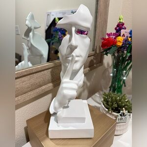 White Abstract Face Sculpture by